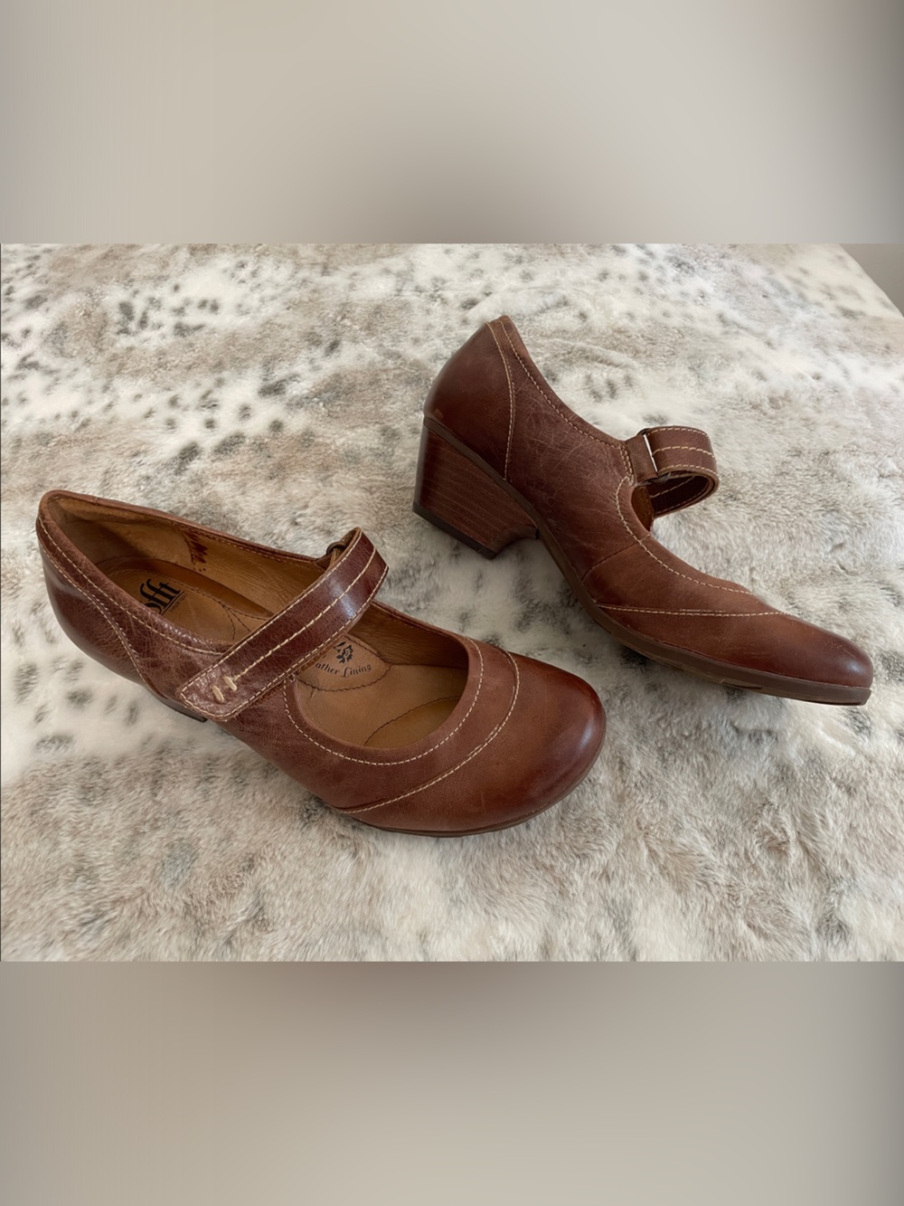 Sofft Brown Mary Jane Block Heel Women's Shoes 8 1/2